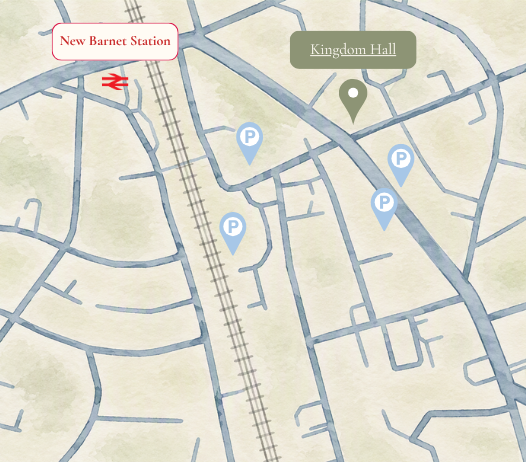 Map of car parks near the Kingdom Hall
